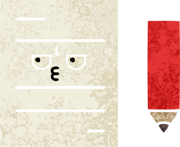 Bir insan tarafından çizilmiş bir test kağıdının retro çizim stili karikatürü