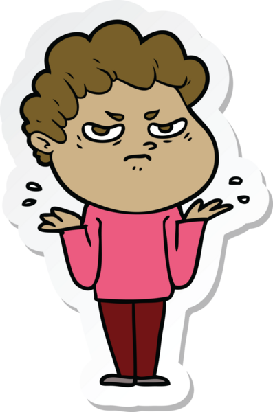 Bir insan tarafından çizilmiş kızgın bir adamın çıkartması.