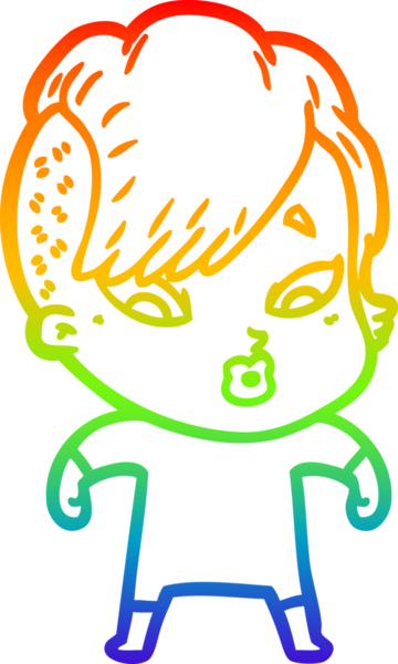 gökkuşağı gradyanı çizimi bir çizgi film kızı şaşırttı bir insan tarafından çizildi