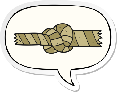 bir insan tarafından çizilmiş konuşma kabarcığı etiketli düğümlü bir çizgi film.