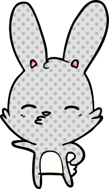 Bir insan tarafından çizilmiş meraklı tavşan çizgi filmi.