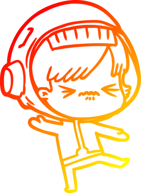 Bir insan tarafından çizilmiş bir astronot kadın çizgi çizimi.