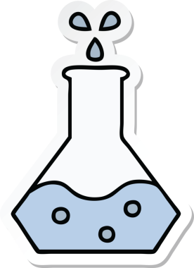 Bir insan tarafından çizilmiş şirin bir karikatür bilim deneyinin çıkartması.