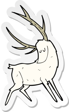 Bir insan tarafından çizilmiş bir karikatür beyaz geyiği etiketi.