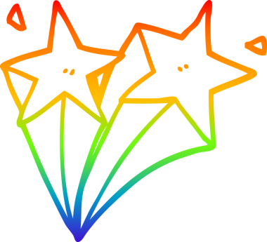 gökkuşağı gradyanı çizimi bir insan tarafından çizilmiş çizgi film yıldızları