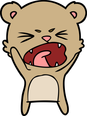 Kızgın çizgi film ayısı bir insan tarafından çizilmiş bağırıyor