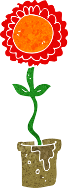 Bir insan tarafından çizilmiş karikatür çiçeği.