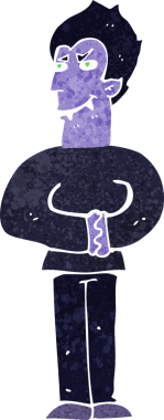 Bir insan tarafından çizilmiş bir vampir çizgi filmi.