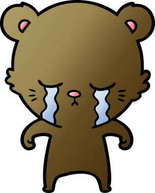 Bir insan tarafından çizilmiş ağlayan çizgi film ayısı.