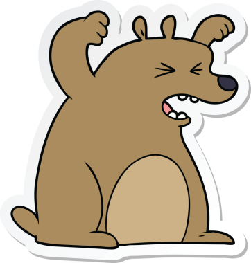 Bir insan tarafından çizilmiş kükreyen bir ayının çıkartması.