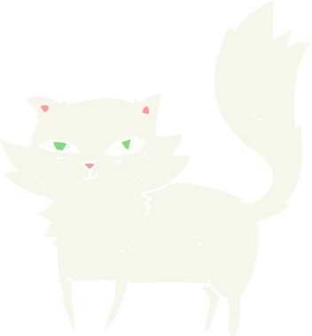 Bir insan tarafından çizilmiş kedinin düz renk çizimi