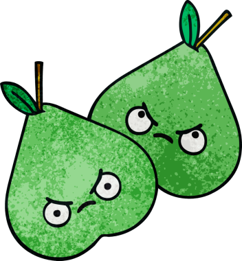 Bir insan tarafından çizilmiş yeşil armut retro grunge desen karikatürü