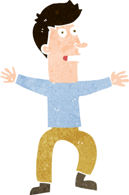 Çizgi film bir insan tarafından çizilmiş ürkmüş bir adam