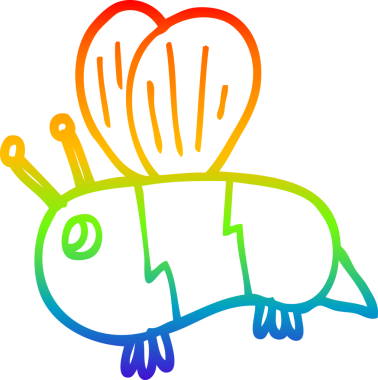 Gökkuşağı gradyan çizgi çizimi bir insan tarafından çizilmiş şişman arı