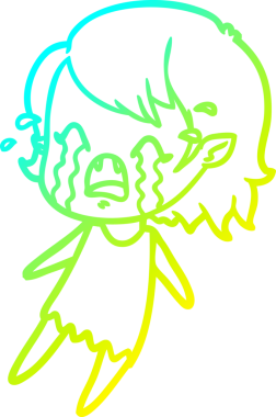 Bir insan tarafından çizilmiş ağlayan vampir kız çizgi filmi.