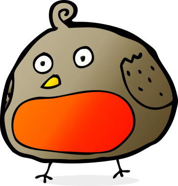 Bir insan tarafından çizilmiş robin çizgi filmi.