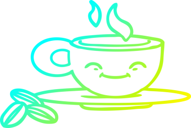 Bir insan tarafından çizilmiş soğuk gradyan bir espresso fincanı.