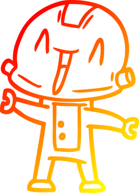 Bir insan tarafından çizilen çizgi film robotunun sıcak çizgi çizimi