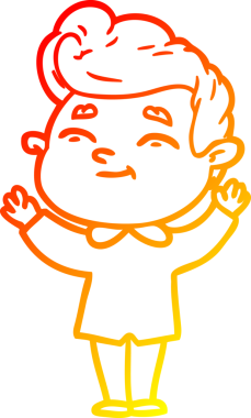 Bir insan tarafından çizilmiş mutlu bir çizgi film karakteri çizimi.