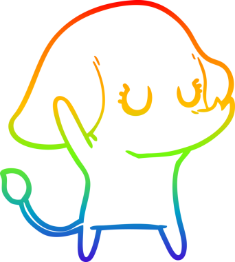 Gökkuşağı gradyan çizgisi bir insan tarafından çizilmiş şirin bir fil çizimi