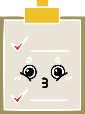 Bir insan tarafından çizilmiş bir kontrol listesinin düz renk retro karikatürü