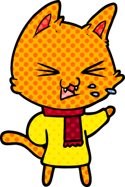 Bir insan tarafından çizilmiş kedi tıslaması.