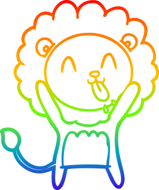 gökkuşağı gradyanı çizimi bir insan tarafından çizilmiş mutlu bir karikatür aslanı