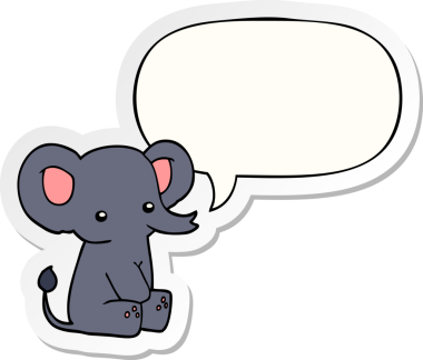 Bir insan tarafından çizilmiş balon çıkartmalı çizgi film fili.