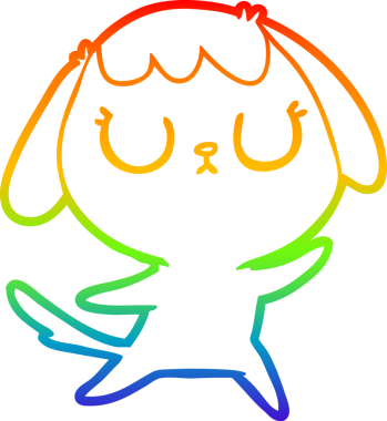 Gökkuşağı gradyan çizimi. Bir insan tarafından çizilmiş şirin bir köpek çizimi.