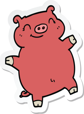 Bir insan tarafından çizilmiş bir domuzun çıkartması.