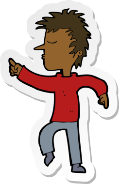 Bir insan tarafından çizilmiş bir karikatür adamın çıkartması.