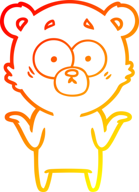 Bir çizgi film ayısının sıcak çizgi çizimi bir insan tarafından çizilmiş omuz silkiyor