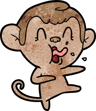 Bir insan tarafından çizilmiş çılgın çizgi film maymunu