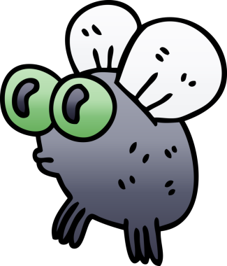 bir insan tarafından çizilen gölgelenmiş garip karikatür sineği