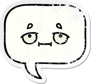 Bir insan tarafından çizilmiş şirin bir karikatür konuşma balonunun sıkıntılı çıkartması.