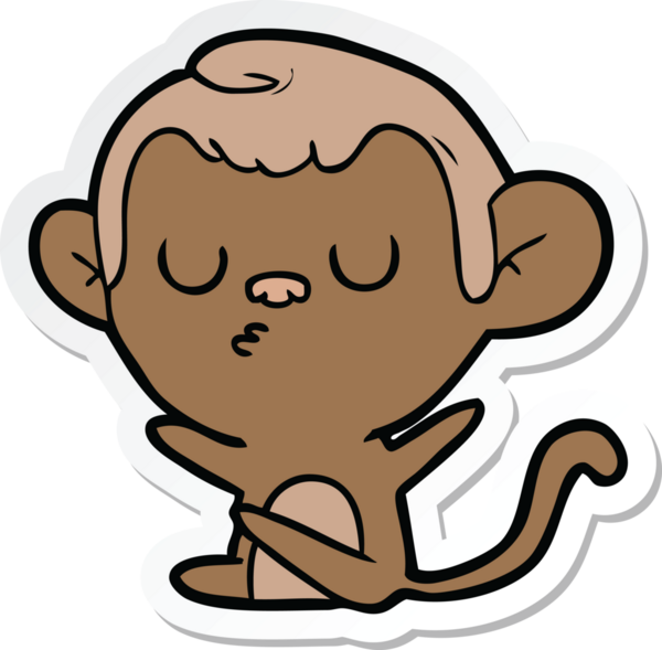 Bir insan tarafından çizilmiş çizgi film maymununun çıkartması.