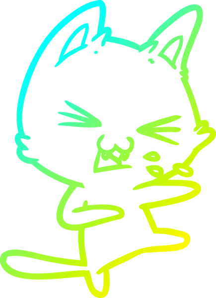 Bir insan tarafından çizilen çizgi film kedisinin soğuk gradyan çizimi