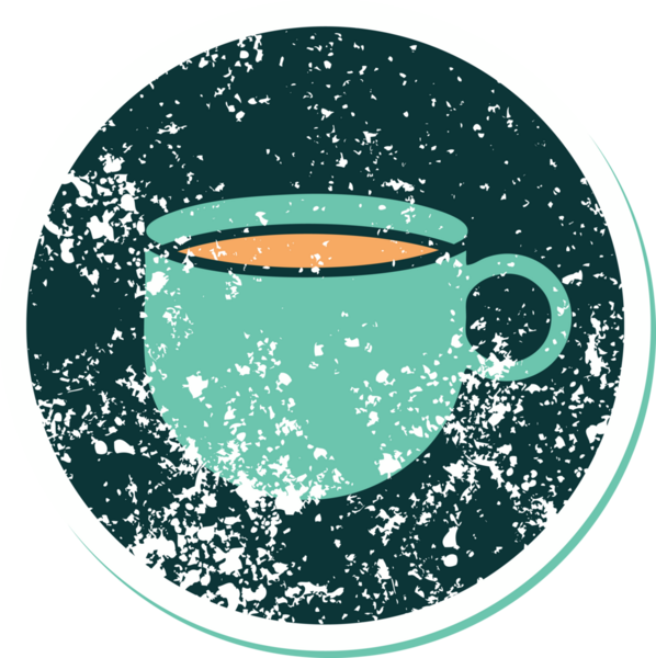 Bir insan tarafından çizilmiş kahvenin sembolik dövmeli görüntüsü.