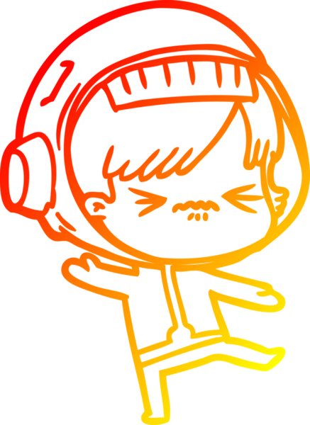 Bir insan tarafından çizilmiş bir astronot kadın çizgi çizimi.