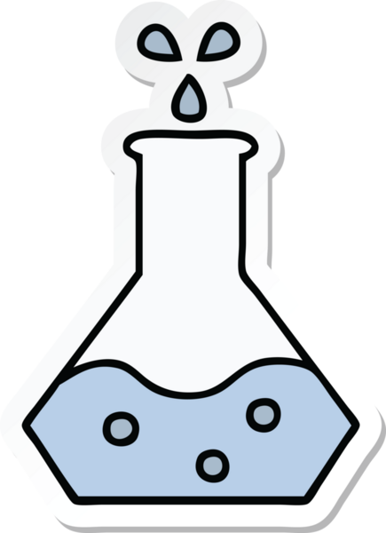 Bir insan tarafından çizilmiş şirin bir karikatür bilim deneyinin çıkartması.