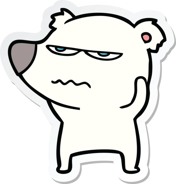 Bir insan tarafından çizilmiş kızgın ayı kutup karikatürü çıkartması.