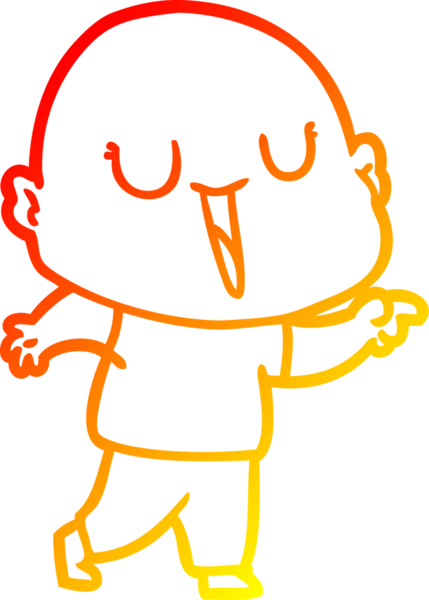 Bir insan tarafından çizilmiş mutlu, kel bir adamın sıcak çizgi çizimi.