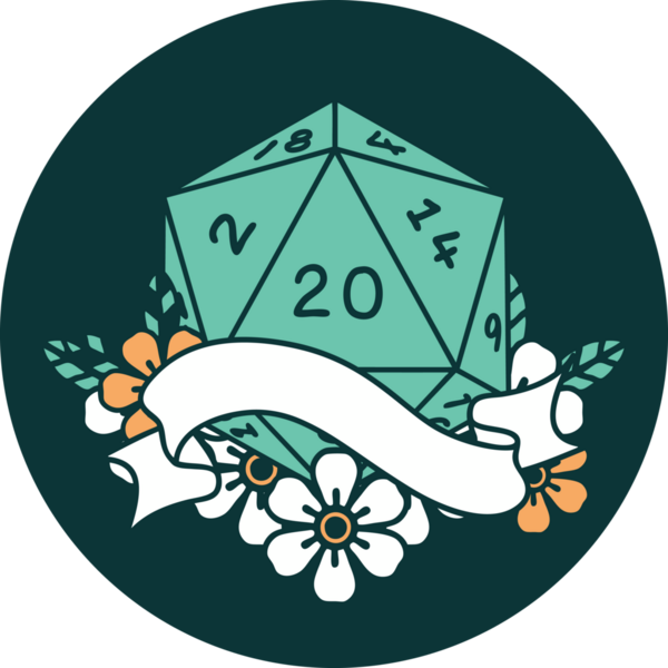 Bir insan tarafından çizilen 20 D20 zar atma ikonu