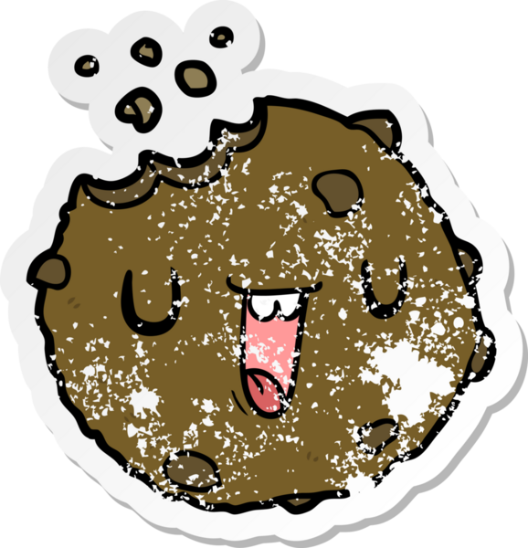 Bir insan tarafından çizilmiş karikatür kurabiyesinin sıkıntılı etiketi.