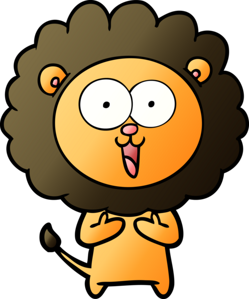 Bir insan tarafından çizilmiş mutlu çizgi film aslanı.