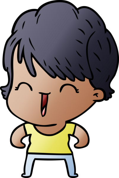 Bir insan tarafından çizilmiş gülen kadın çizgi filmi.