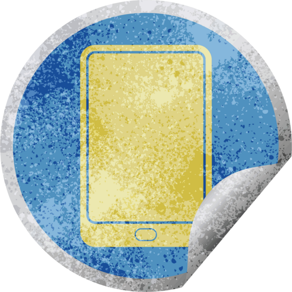 tablet bilgisayar vektör illüstrasyonu bir insan tarafından çizilmiş dairesel soyma etiketi