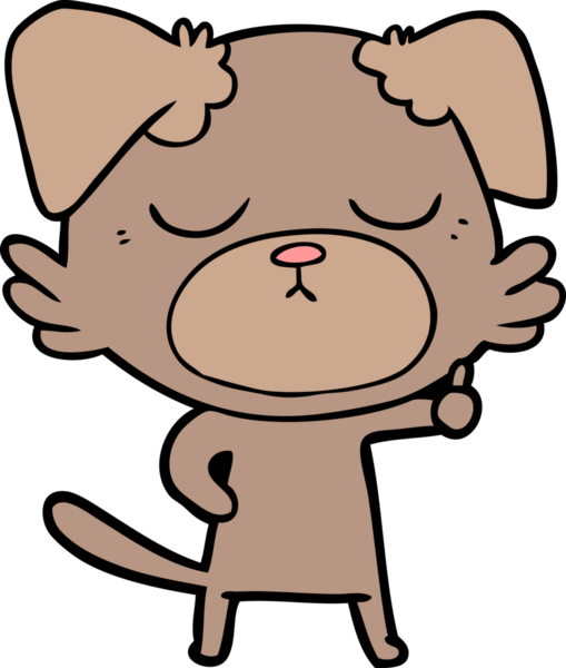 Bir insan tarafından çizilmiş şirin bir çizgi film köpeği.