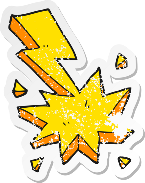 Bir insan tarafından çizilmiş karikatür ışıklandırma grev sembolünün geriletilmiş etiketi.