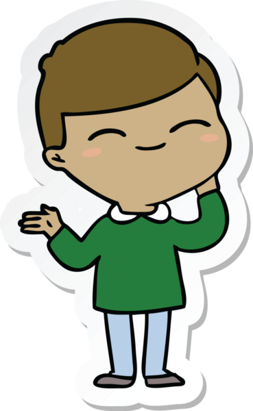 Bir insan tarafından çizilmiş utangaç bir çocuğun çıkartması.